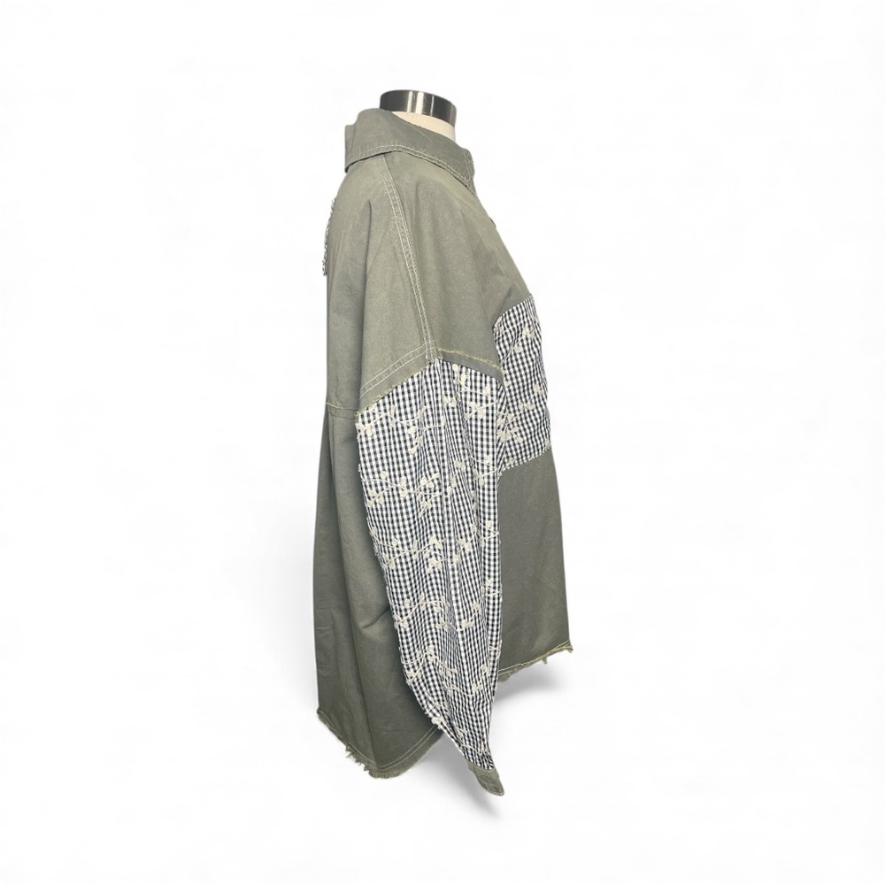 Pol Oversized Patchwork Gingham Embroidered Sleev… - image 3